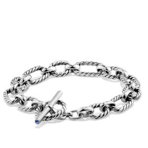 David Yurman Cushion Link Toggle Bracelet with blue sapphires